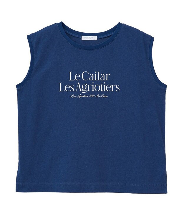 Green Parks ノースリーブフェミニンロゴプルオーバー Navy