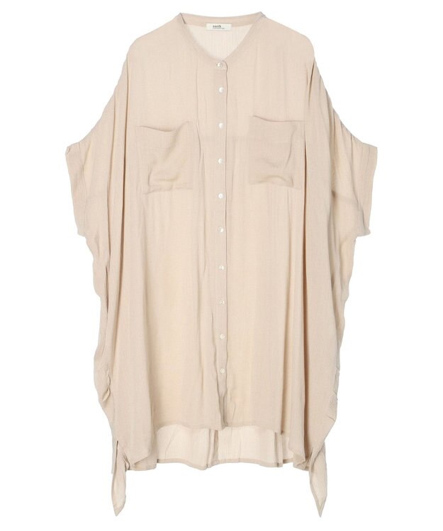 earth music&ecology レーヨンポケットシャツチュニック Beige