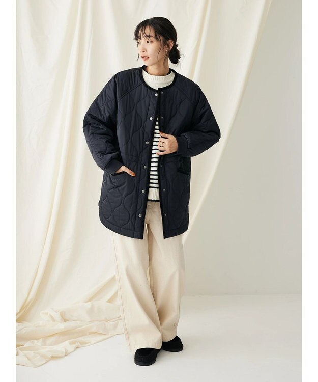 CRAFT STANDARD BOUTIQUE キルティングミドル丈コート Dark Navy