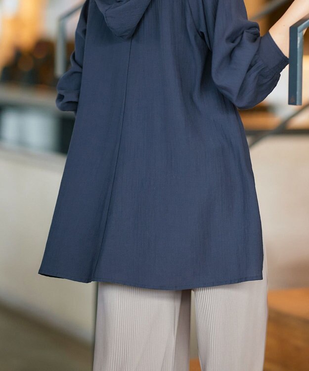 Tiaclasse L 【洗える】フード付きフレアチュニック ネイビー