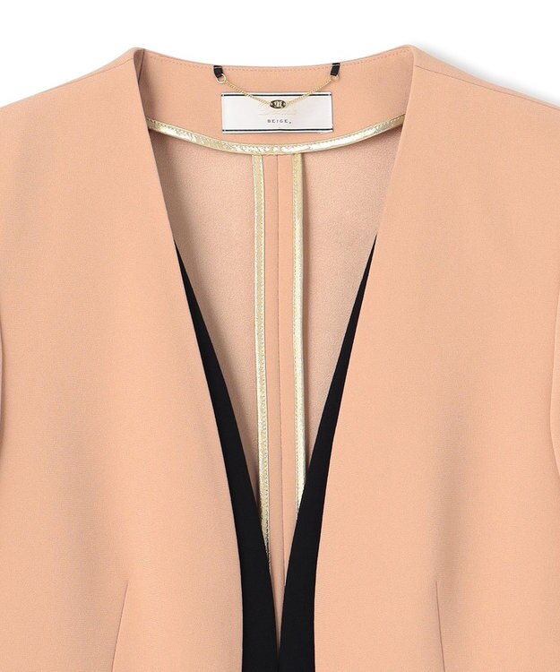 BEIGE， 【L-size】CINDY / ダブルカラージャケット D.Nude×Black