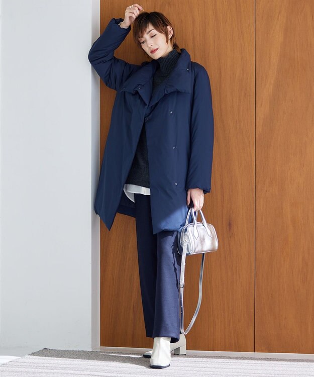 ICB 【洗える】 ウォッシャブルウールジャージー ワイドパンツ ネイビー系