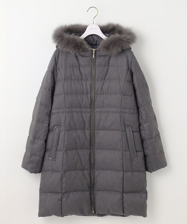 ANY SIS 【撥水・洗える】リッチファーフードロング ダウン グレー