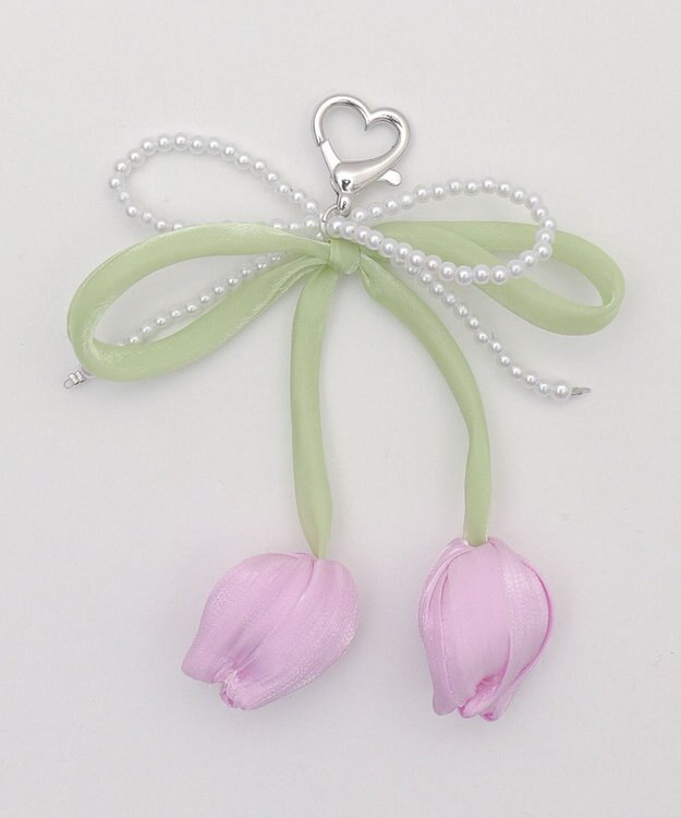WEGO チューリップリボンビーズキーホルダー パープル