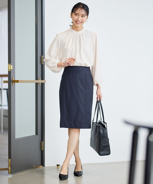 23区 L 【洗える】ジョーゼット フリル ブラウス ピンク系