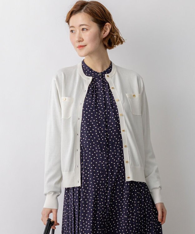 23区 L 【先行予約】プレミアムビオコットン ポケット カーディガン ホワイト系