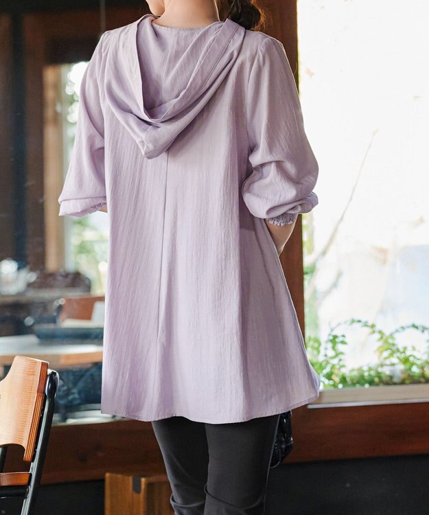 Tiaclasse 【洗える】フード付きフレアチュニック ラベンダー