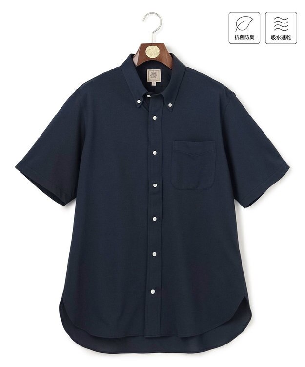 J.PRESS MEN 【KING SIZE】【吸水速乾 / 抗菌防臭 / 遮熱 / 防シワ】【J.PRESS OXFORD JERSEY】カノコインレイ半袖 シャツ / B.D. ネイビー系
