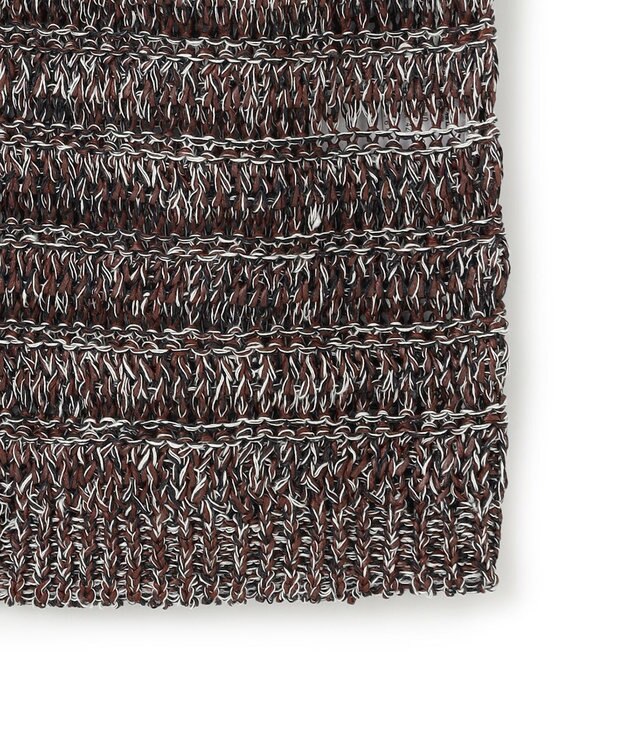 23区 【洗える】テープミックススカシ ノースリーブ ニット ダークブラウン系