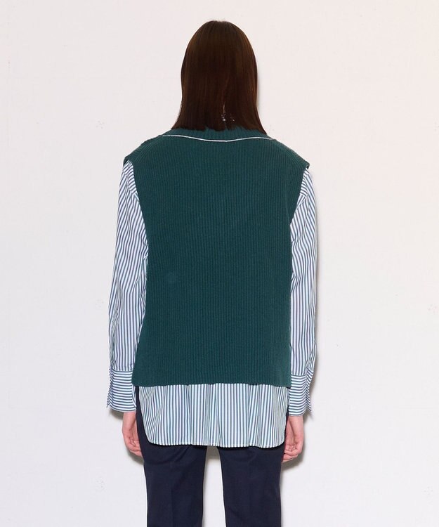JOSEPH ポプリンシャツ×ニットベスト Dark Teal