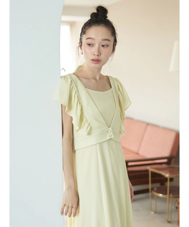 earth music&ecology ＳＥＴ２点　フリルショルダーツーピースワンピース Yellow