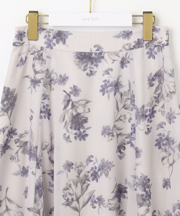 ANY SIS 【洗える】フロッキーオンフラワー スカート アイボリーベース