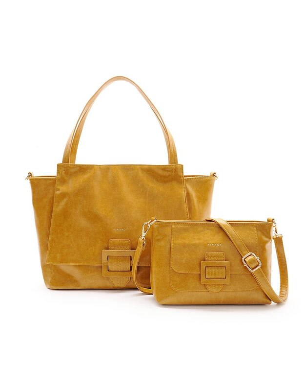 MioFIRANO バックル付きトートバッグ＆ショルダーバッグセット 2WAY A4サイズ対応　FIRANO フィラノ MUSTARD