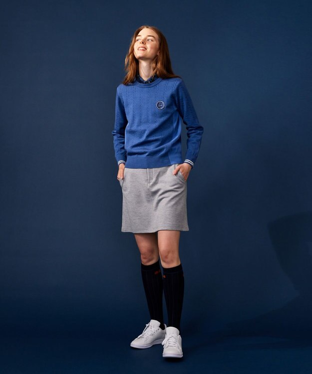 23区GOLF 【WOMEN】【洗える】ストレッチカラー ニット サックスブルー系