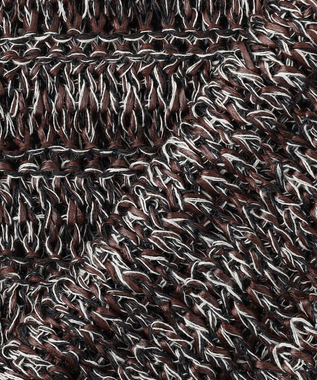 23区 【洗える】テープミックススカシ ノースリーブ ニット ダークブラウン系