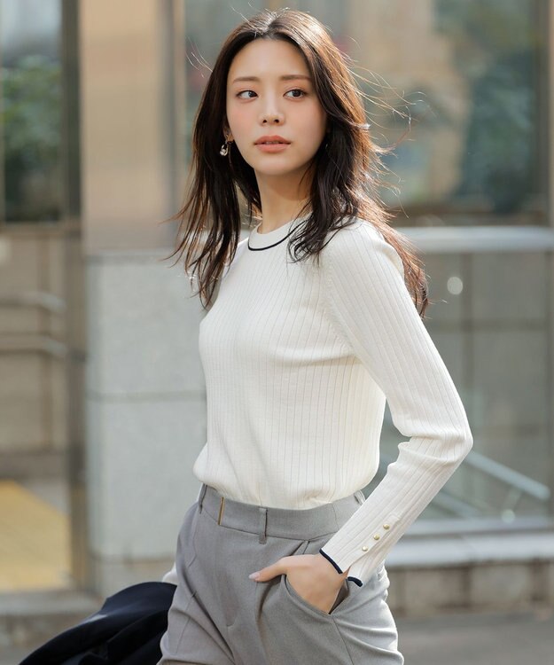 ANY SIS ラインポイント ニット オフ