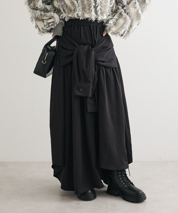 Green Parks ・ＥＬＥＮＣＡＲＥ　ＤＵＥ　袖付デザインスカート Black