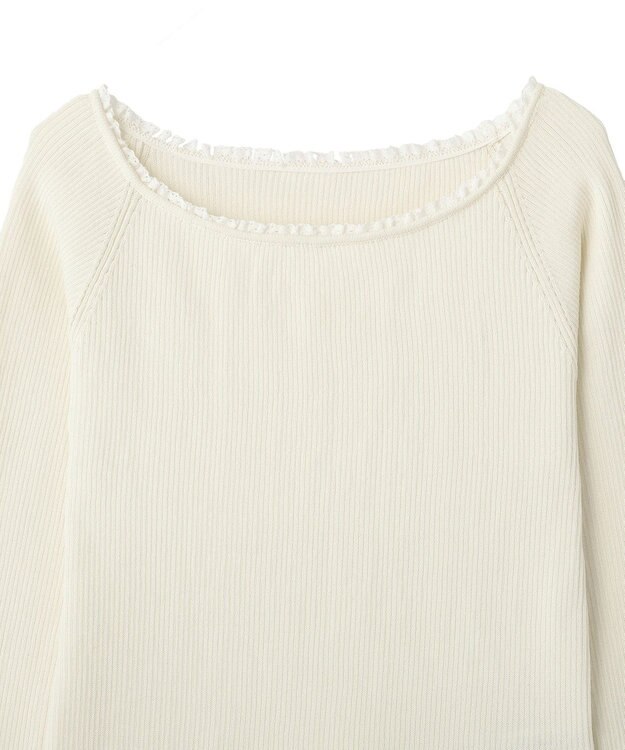 earth music&ecology 【予約】レーストリムリブニットプルオーバー アイボリー