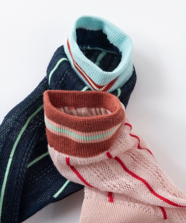 TRICOTE シアーメッシュストライプソックス 39NAVY