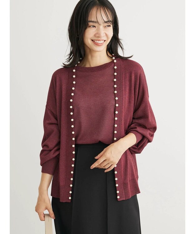 Green Parks ・ＥＬＥＮＣＡＲＥ　ＤＵＥパールツキシアーカーディガン Bordeaux
