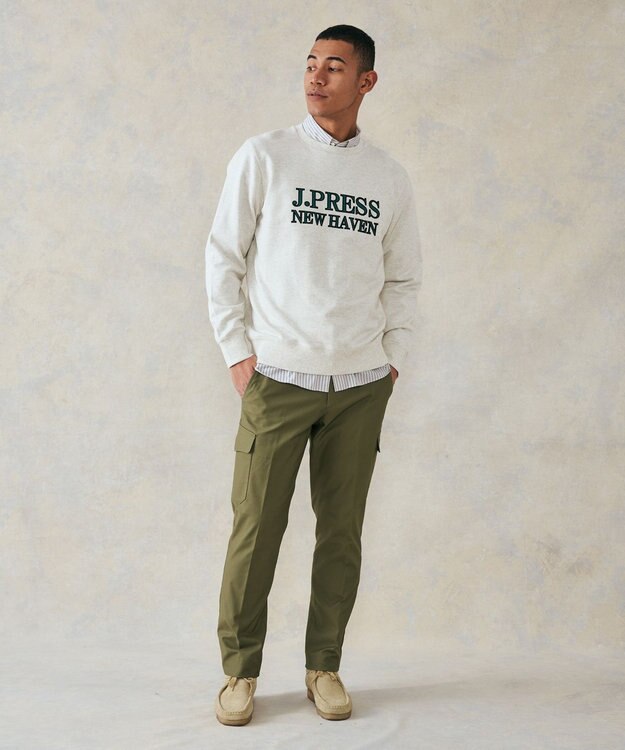 J.PRESS MEN インレージャージ クルーロゴトレーナー ライトグレー系