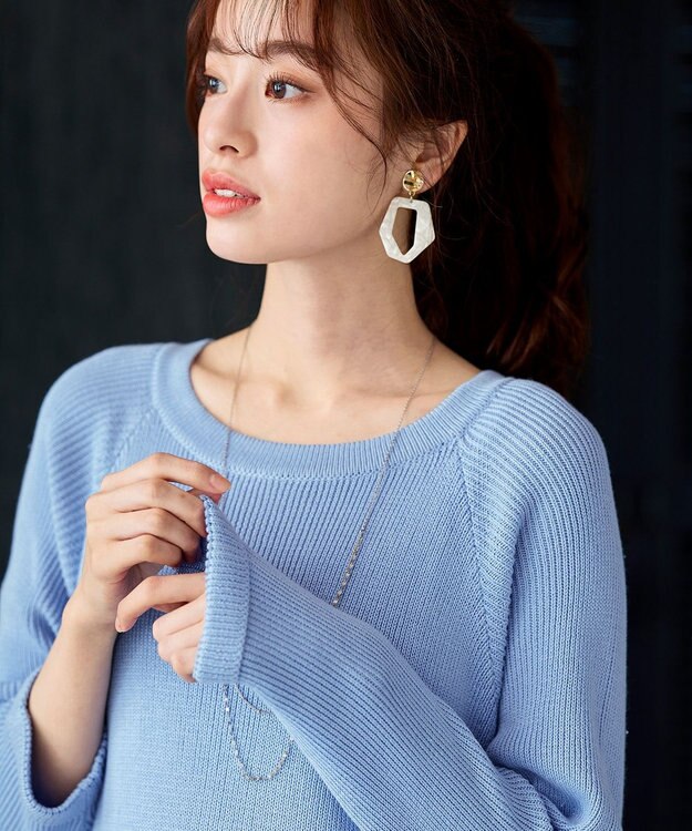 Tiaclasse L 【洗える】リラックス感のあるラグランスリーブニット サックス