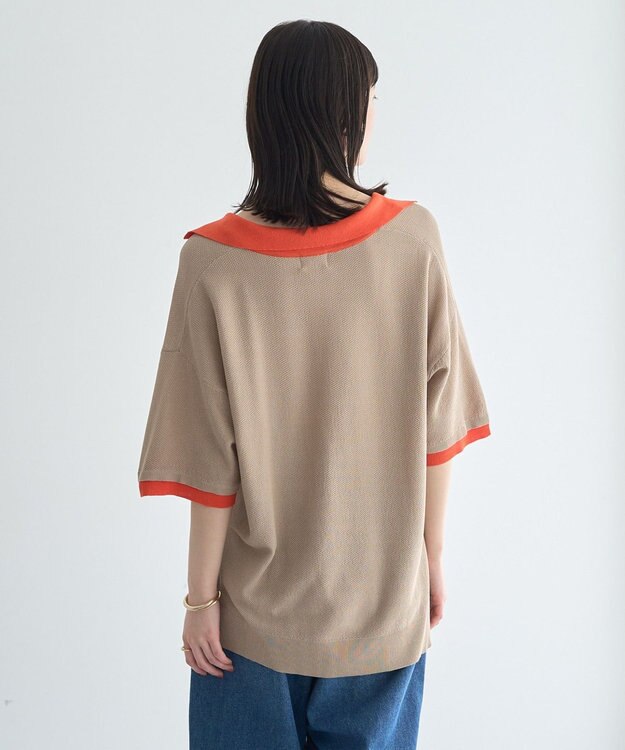 YECCA VECCA 配色ワイドポロニット Beige