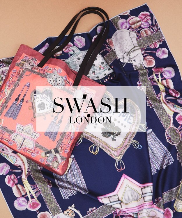 MOONBAT SWASH LONDON(スウォッシュロンドン） シルクツイルスカーフ THINK OF ME 68×68cm 日本製 ピンク