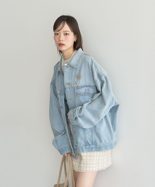 earth music&ecology ビッグデニムジャケット Light Indigo