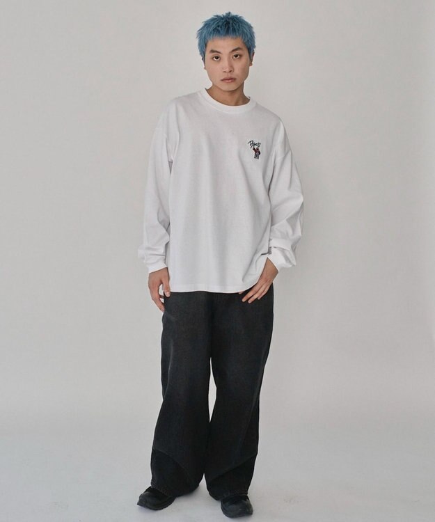 WEGO 【ユニセックス着用ITEM】別注BENDAVISワンポイントT（LS） ホワイト