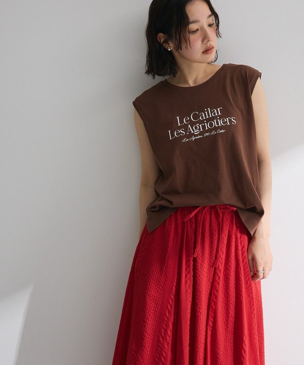 Green Parks ノースリーブフェミニンロゴプルオーバー Brown