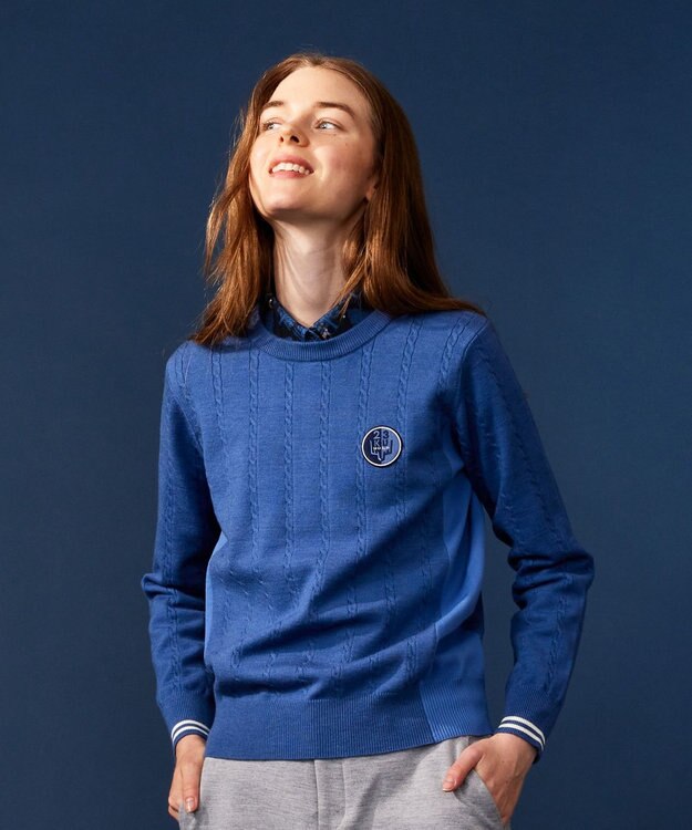 23区GOLF 【WOMEN】【洗える】ストレッチカラー ニット サックスブルー系