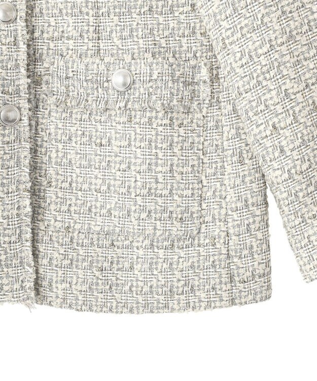 YECCA VECCA ノーカラーツイードジャケット Gray