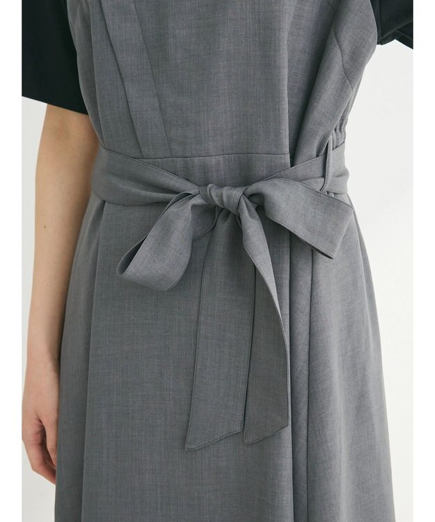 Green Parks 共ベルト付きビスチェ風ドッキングワンピース Gray Mixture
