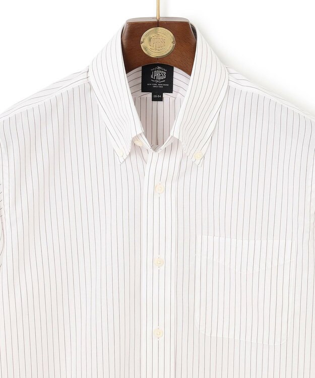 J.PRESS MEN 【KING SIZE】【PREMIUM PLEATS / 形態安定】ペンシルストライプ シャツ / B.D. ワイン系1