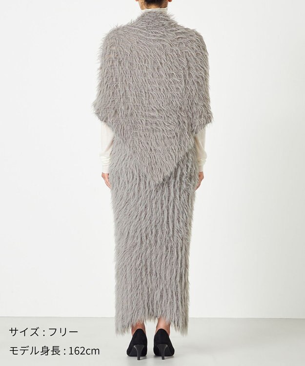 NAVE 【ReNAVE・洗える】メルティーシャギーニット ストール ライトグレー系