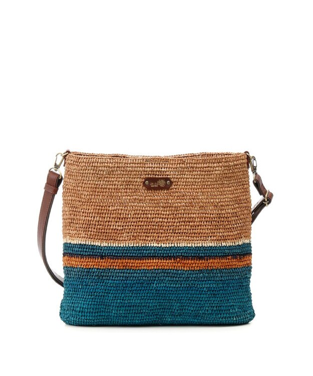 IBIZA ラフィア　ショルダーバッグ 青緑