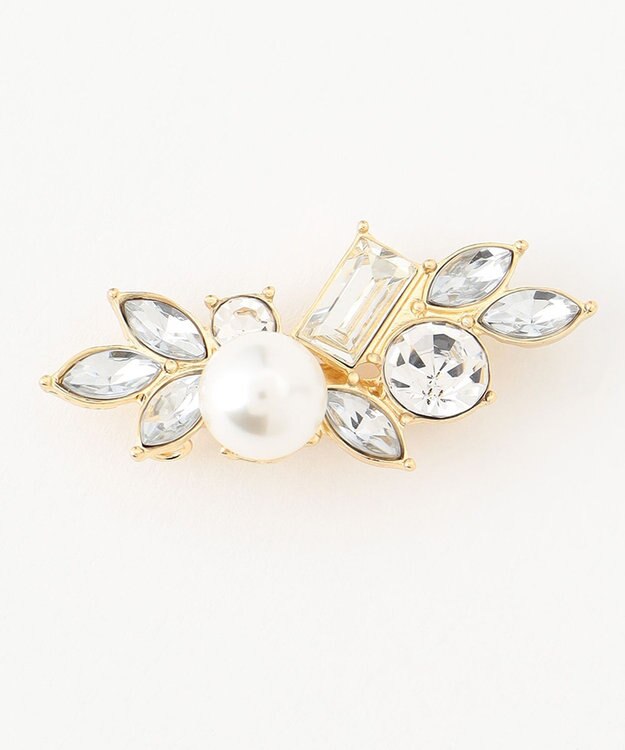 ANY 【ブローチ付】2連フェイクパール ネックレス ゴールド系