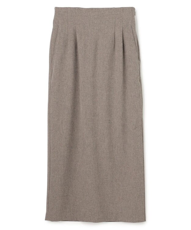 uncrave ウォッシャブルウールライクツイル Iラインスカート シャンブレーチャコール