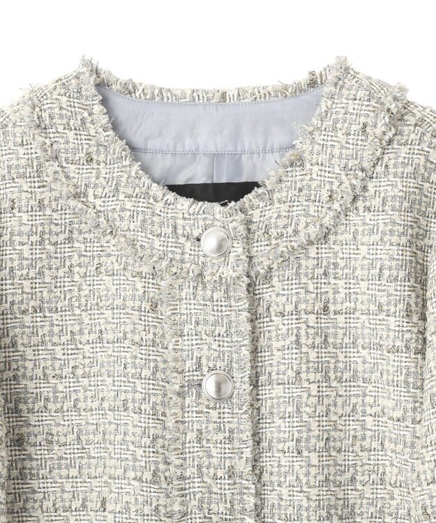 YECCA VECCA ノーカラーツイードジャケット Gray