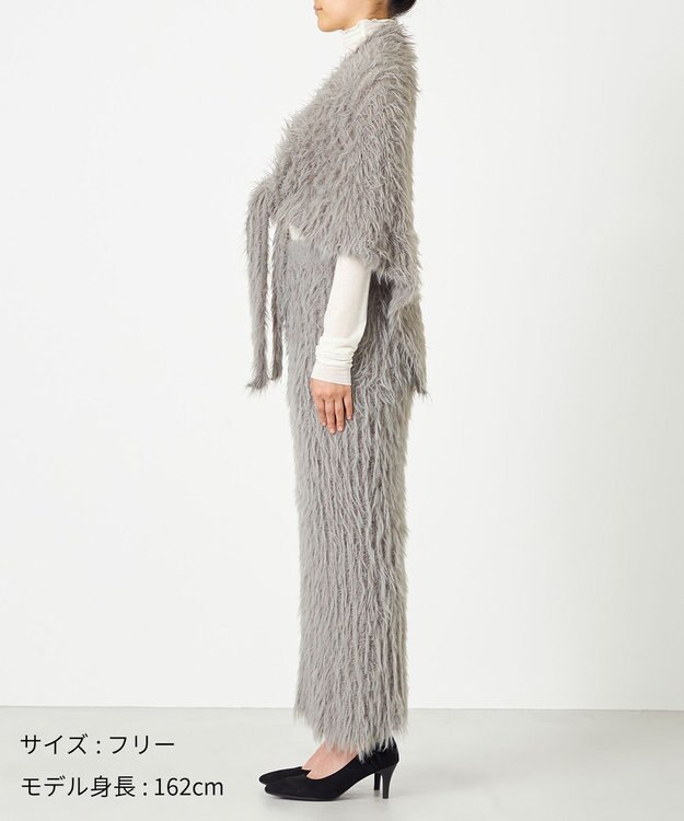 NAVE 【ReNAVE・洗える】メルティーシャギーニット ストール ライトグレー系