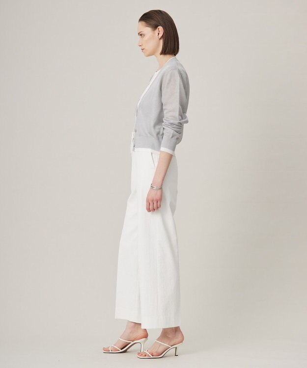 ICB 【洗える】 シアーレイヤードカーディガン ライトグレー×オフホワイト系