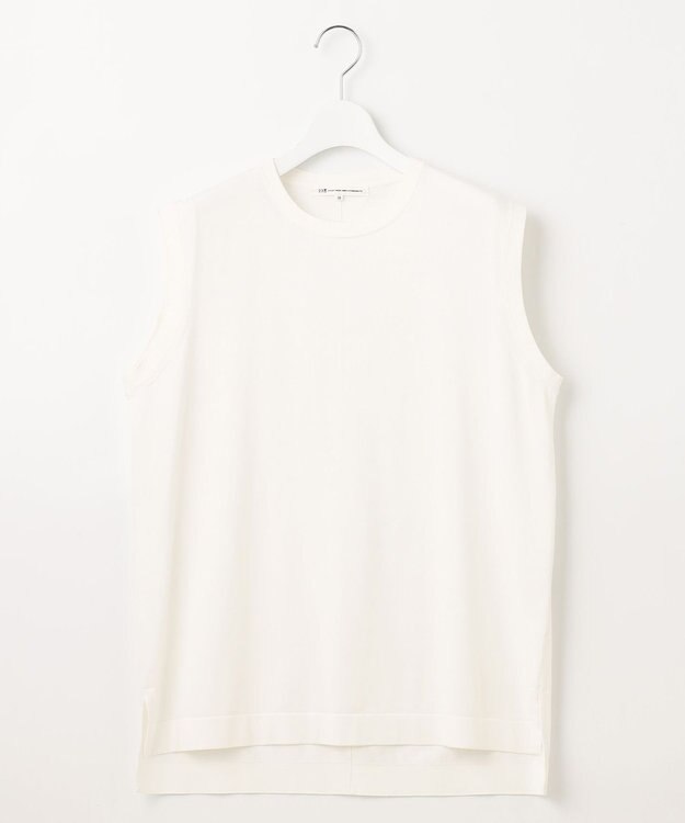 23区 【洗える】スビンハイツイストコットン ノースリーブ ニット ホワイト系