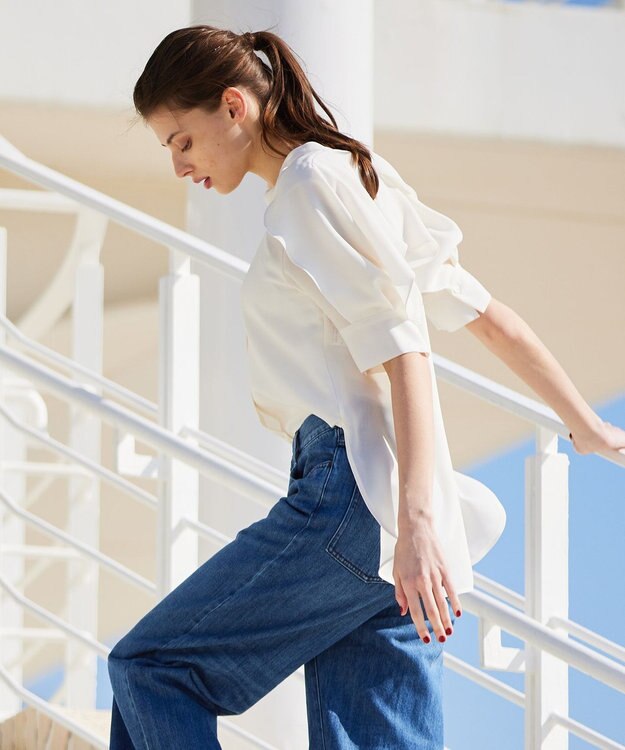 BEIGE， HYACINTH / スタンドカラーブラウス Ecru