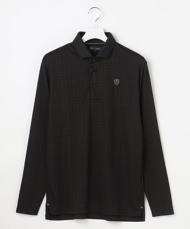 23区GOLF 【MEN】モノグラムジャガード長袖ポロシャツ ブラック系