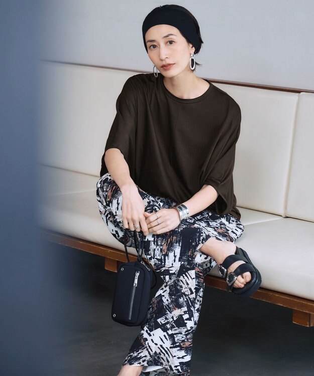 ICB 【接触冷感・速乾・洗える】Ly.Coハイゲージ ドルマンスリーブプルオーバー ダークブラウン系