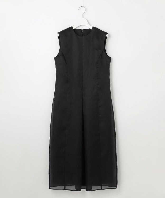 23区 S 【エステータ】シルクブレンド ライトタフタ シアーコンビ ワンピース ブラック系