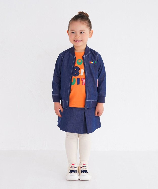 MIKI HOUSE HOT BISCUITS 【80-120cm】 デニム スカート付きパンツ 紺