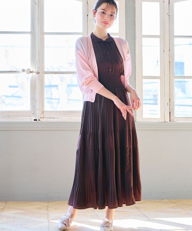 Feroux シアーニット カーディガン ピンク系