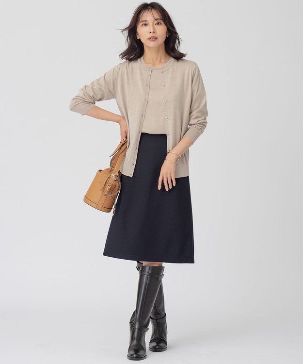 23区 【アンサンブル対応】サステナブルウール 半袖 ニット ライトベージュ